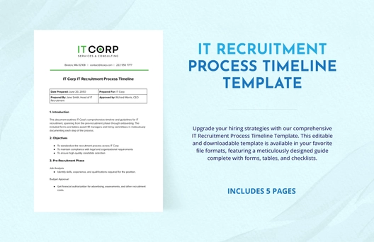 IT Recruitment Process Timeline Template IT Recruitment Process Timeline Template