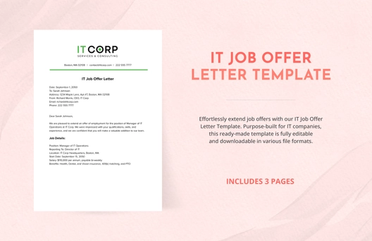 IT Job Offer Letter Template