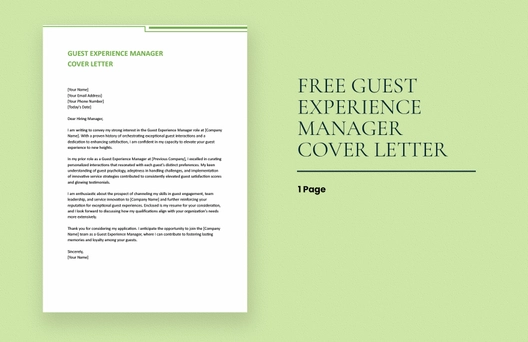 Guest Experience Manager Cover Letter