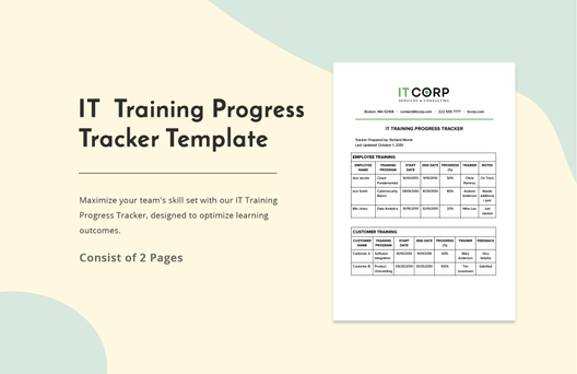 IT  Training Progress Tracker Template IT  Training Progress Tracker Template