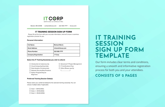 IT Training Session Signup Form Template