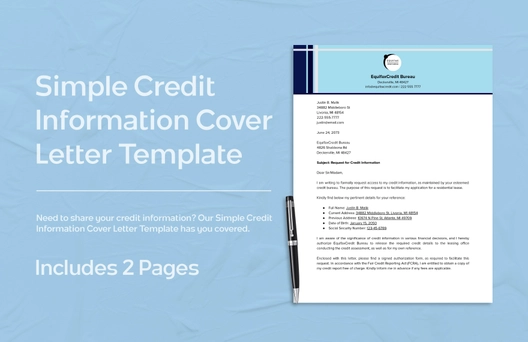 Simple Credit Information Cover Letter Template