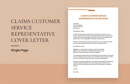 Claims Customer Service Representative Cover Letter