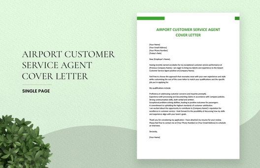 Airport Customer Service Agent Cover Letter