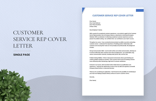 Customer Service Rep Cover Letter