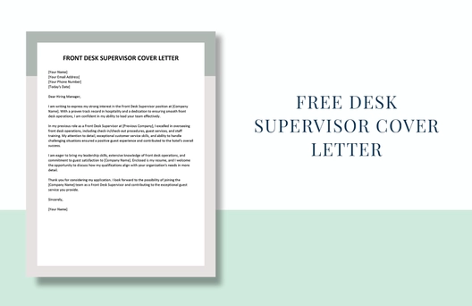 Front Desk Supervisor Cover Letter