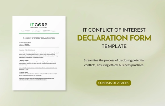 IT Conflict of Interest Declaration Form Template