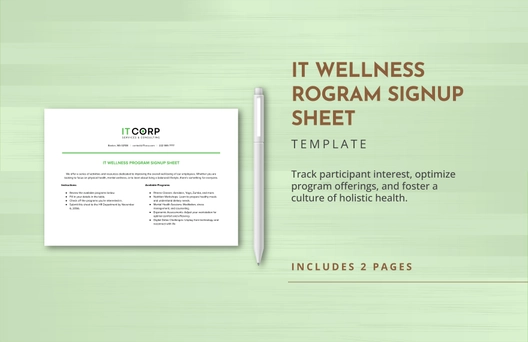 IT Wellness Program Signup Sheet Template