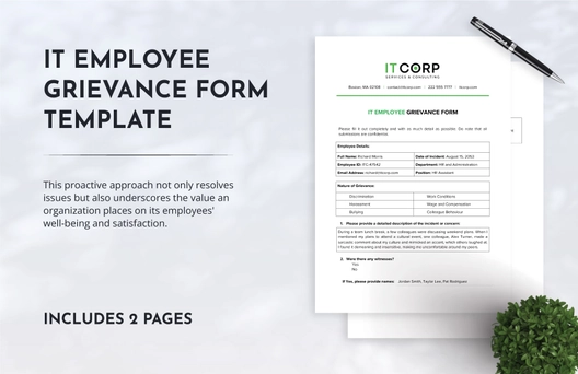 IT Employee Grievance Form Template
