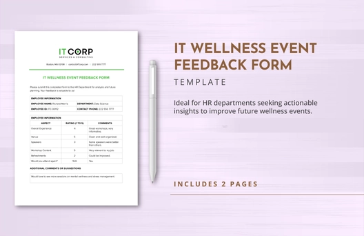 IT Wellness Event Feedback Form Template