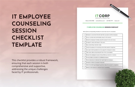 IT Employee Counseling Session Checklist Template
