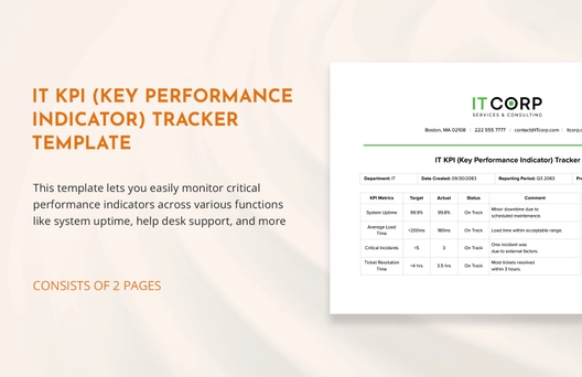 IT KPI (Key Performance Indicator) Tracker Template IT KPI (Key Performance Indicator) Tracker Template