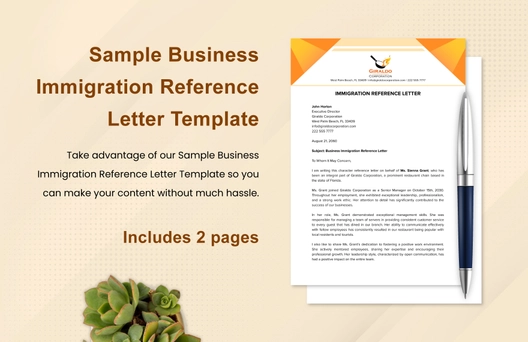 Sample Business Immigration Reference Letter Template