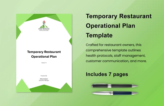Temporary Restaurant Operational Plan Template