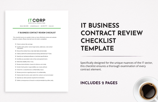 IT Business Contract Review Checklist Template