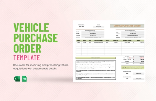Vehicle Purchase Order Template