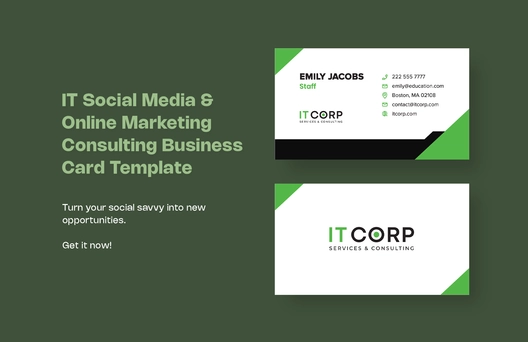 IT Social Media & Online Marketing Consulting Business Card Template