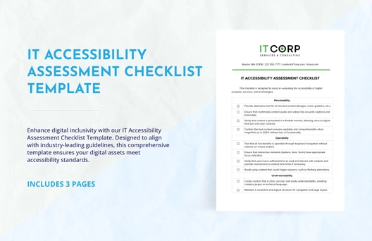 IT Accessibility Assessment Checklist Template IT Accessibility Assessment Checklist Template