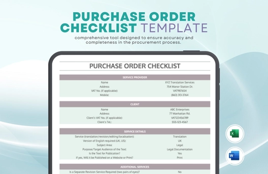 Purchase Order Checklist Template