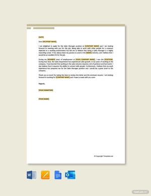 Job Application Letter for Sales Manager