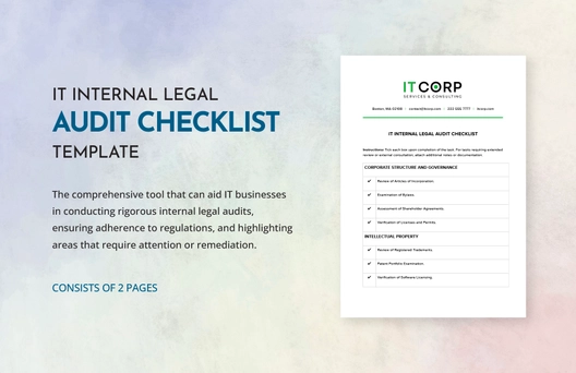 IT Internal Legal Audit Checklist Template IT Internal Legal Audit Checklist Template