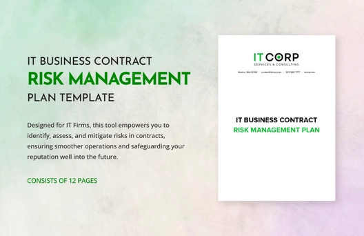 IT Business Contract Risk Management Plan Template