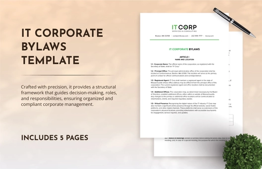 IT Corporate Bylaws Template