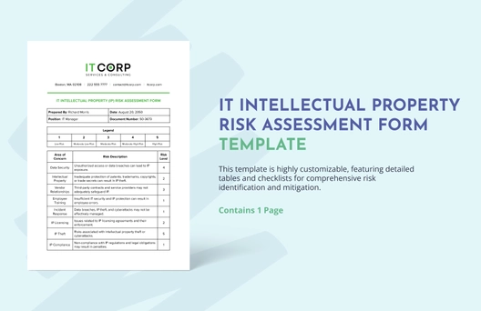 IT Intellectual Property Risk Assessment Form Template