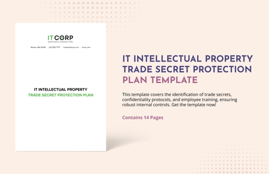 IT Intellectual Property Trade Secret Protection Plan Template IT Intellectual Property Trade Secret Protection Plan Template