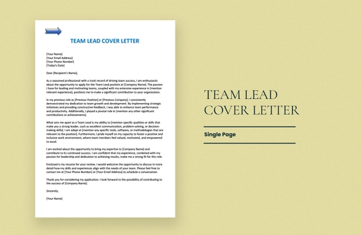 Team Lead Cover Letter