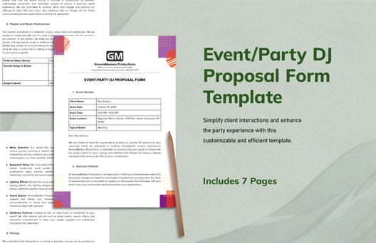 Event/Party DJ Proposal Form Template