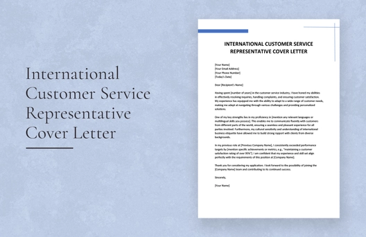 International Customer Service Representative Cover Letter
