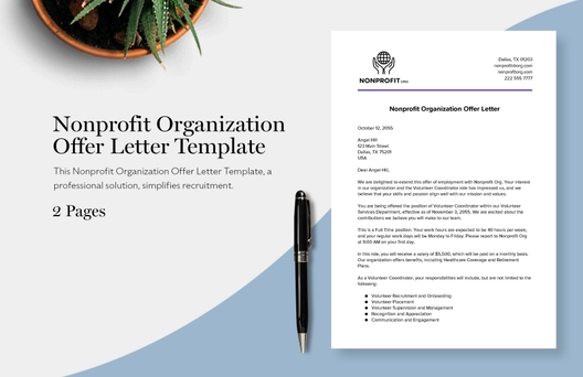Nonprofit Organization Offer Letter Template