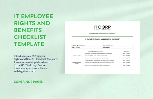 IT Employee Rights and Benefits Checklist Template