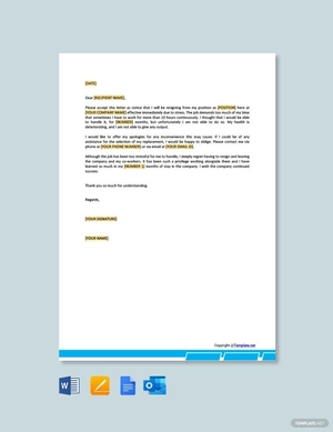 Resignation Letter Because Of Stress