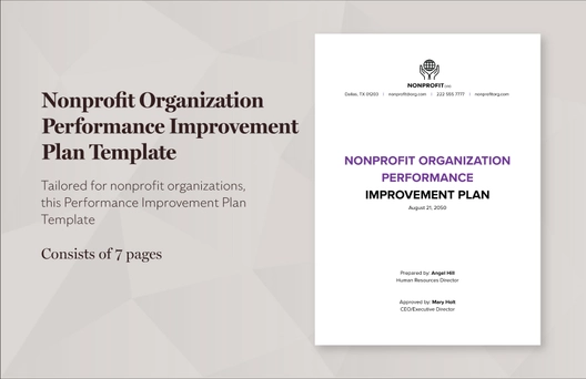 Nonprofit Organization Performance Improvement Plan Template