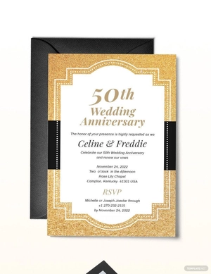 50th Fall Wedding Anniversary Invitation Template