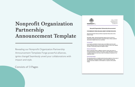 Nonprofit Organization Partnership Announcement Template