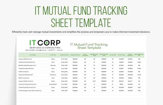 IT Mutual Fund Tracking Sheet Template IT Mutual Fund Tracking Sheet Template
