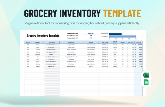 Grocery Inventory Template Grocery Inventory Template