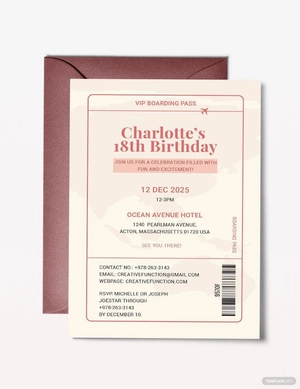 Boarding Pass Invitation Template