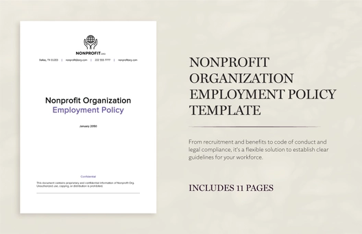 Nonprofit Organization Employment Policy Template Nonprofit Organization Employment Policy Template