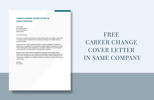 Career Change Cover Letter In Same Company