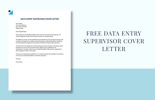 Data Entry Supervisor Cover Letter