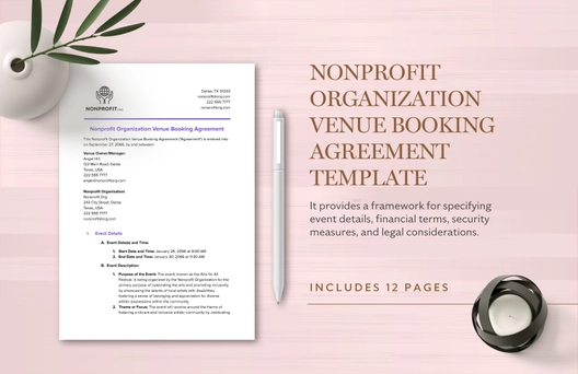Nonprofit Organization Venue Booking Agreement Template
