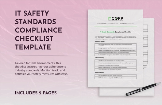 IT Safety Standards Compliance Checklist Template IT Safety Standards Compliance Checklist Template