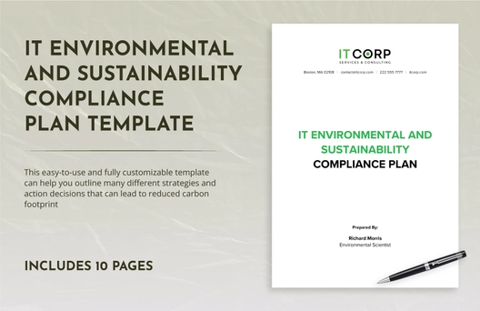 IT Environmental and Sustainability Compliance Plan Template