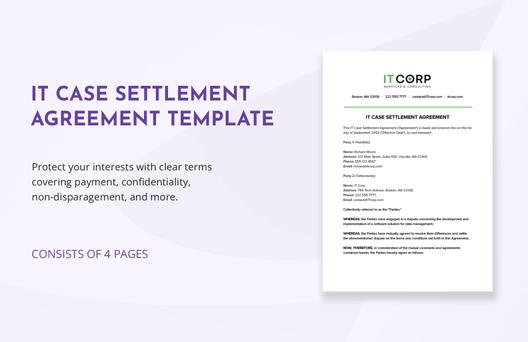 IT Case Settlement Agreement Template
