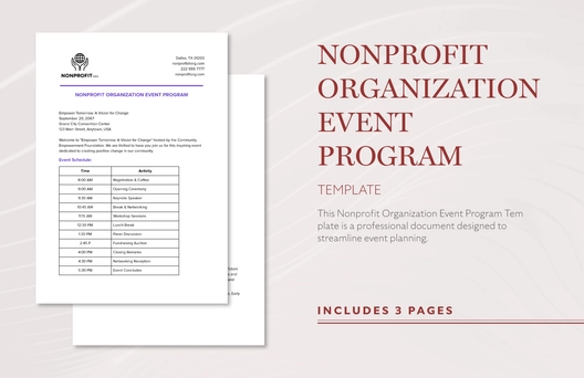Nonprofit Organization Event Program Template