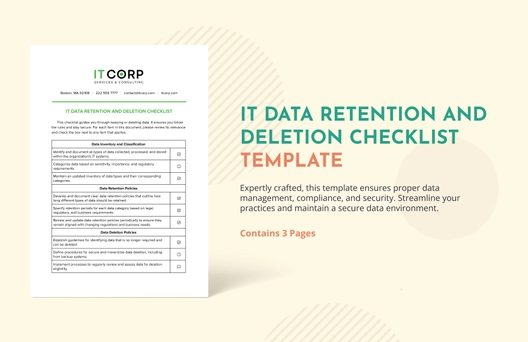 IT Data Retention and Deletion Checklist Template